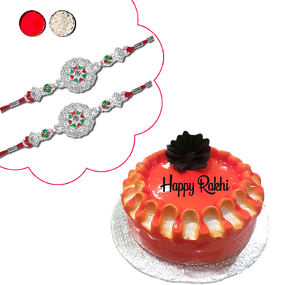 "Rakhi - SIL-6030 A (2 Rakhis), Butterscotch cake - 1kg - Click here to View more details about this Product